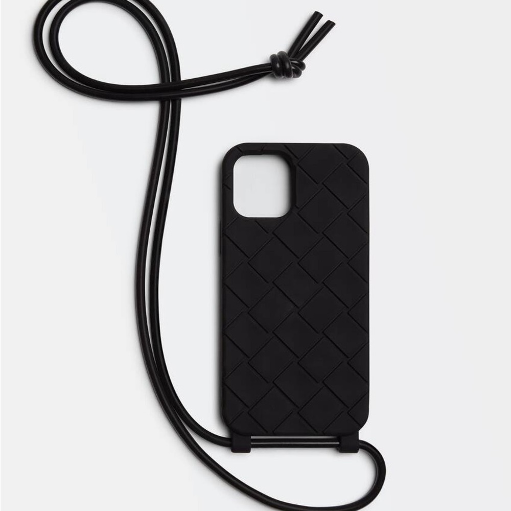 BOTTEGA VENETA iPhone 13 Pro Phone Case Intrecciato Rubber Silicone Black